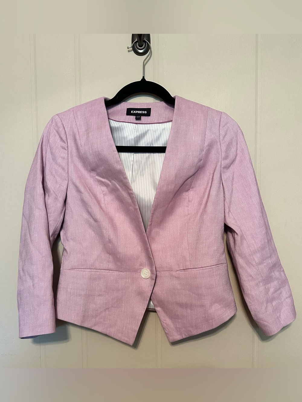 Express Women's Purple Linen Blend One-Button Blazer - Size 2